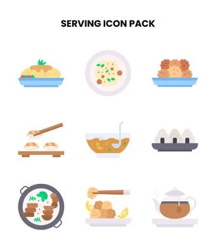 Serving Flat Graphics Icons Pack Stock Illustration