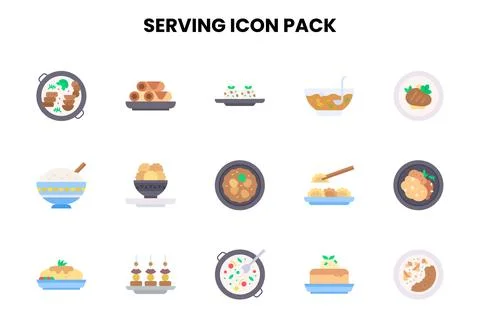 Serving Flat UI Icons Pack Stock Illustration