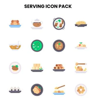Serving Flat UI Icons Pack Stock Illustration