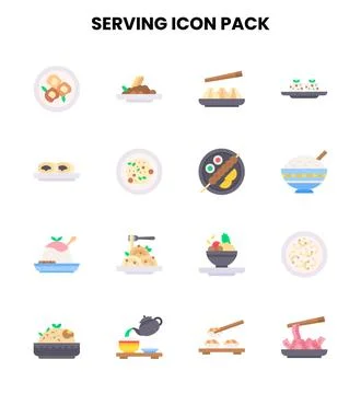 Serving Flat Vector Icons Pack Stock Illustration