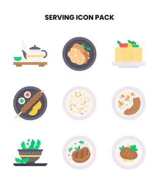 Serving Flat Vector Icons Pack Stock Illustration