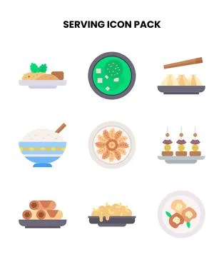Serving Flat Vector Icons Pack Stock Illustration