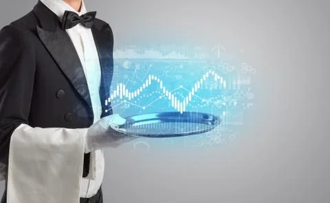 Serving fluctuation concept on a tray 库存照片