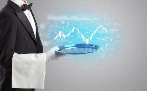 Serving fluctuation concept on a tray 스톡 사진