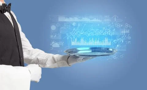 Serving fluctuation concept on a tray 스톡 사진