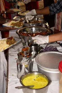 Serving food buffet Stock Photos