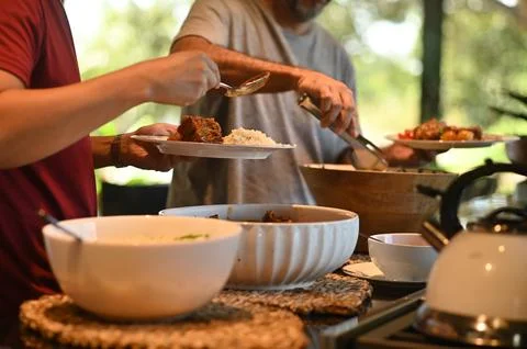 Serving food Stock Photos