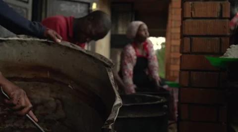 Serving Food in Slow Motion in Uganda, Africa Stock Footage 40928771