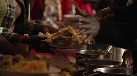 Serving Food in Slow Motion in Uganda, Africa Stock Footage 40929212