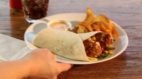 Serving Food to Table Stock Footage 114000634