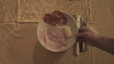 Serving food in a top shot Stock Footage 71288508