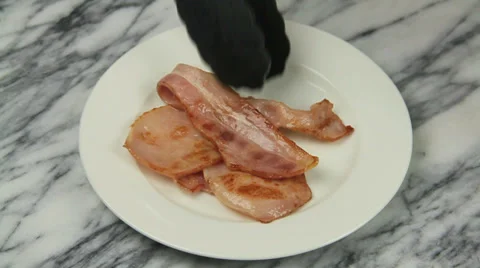 Serving Fried Bacon Stock Footage 32520658