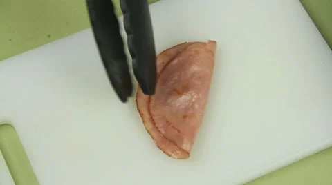 Serving Fried Ham Stock Footage 32521306