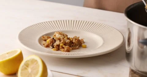 Serving fried rice with seafood. Stock Footage 249525888