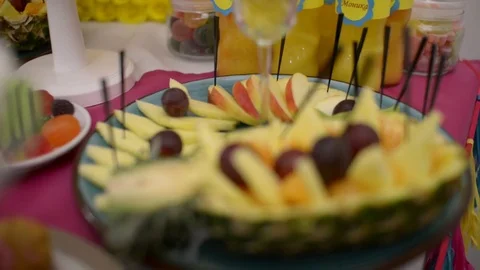 Serving Fruits Plate Stock Footage 72966209