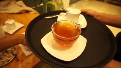 Serving ginger tea in cafe Stock-Footage 262825044