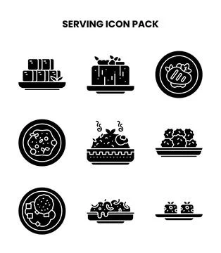 Serving Glyph UI Icons Pack Stock Illustration