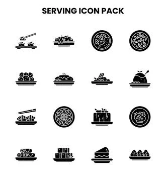 Serving Glyph UI Icons Pack Stock Illustration
