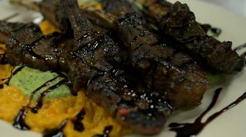 Serving Grilled Ribs 4 Stock Footage 55874308