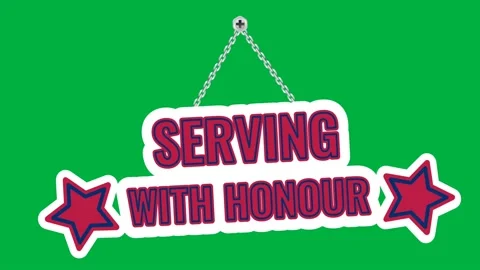 Serving with honour animated sticker on green screen Stock Footage 237745990