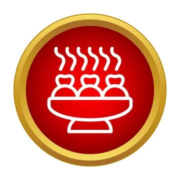 Serving hot steamed dumplings icon in red circle 스톡 일러스트