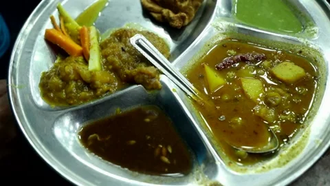Serving Indian Thali Stock Footage 131702440