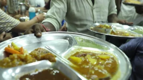 Serving Indian Thali Stock Footage 131702442