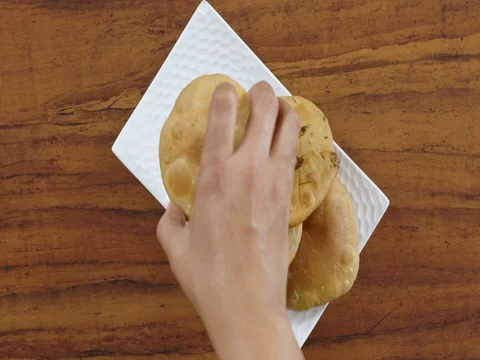 Serving kachori on a Plate-Top Angle Shot 動画素材 80455184