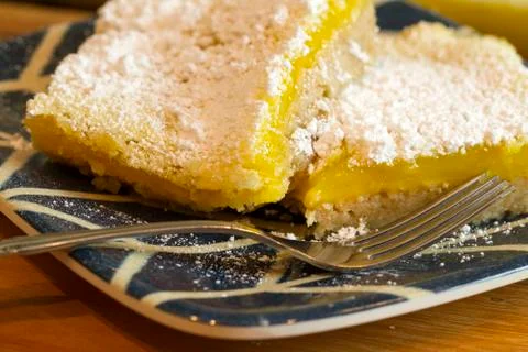 Serving of Lemon Bars Stock Photos