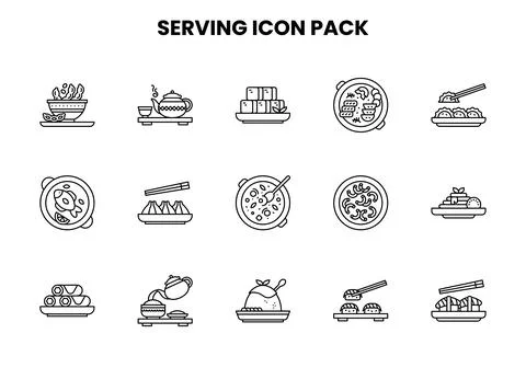 Serving Line Collection Icons Pack Stock Illustration