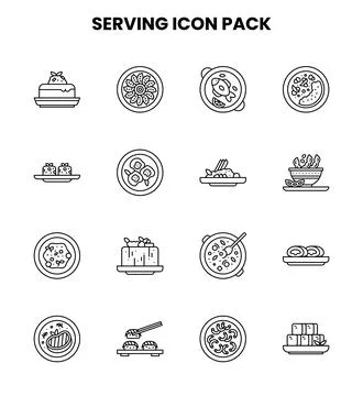 Serving Line Design Icons Pack Stock Illustration