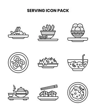 Serving Line Design Icons Pack Stock Illustration