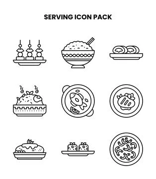 Serving Line Scalable Icons Pack Stock Illustration