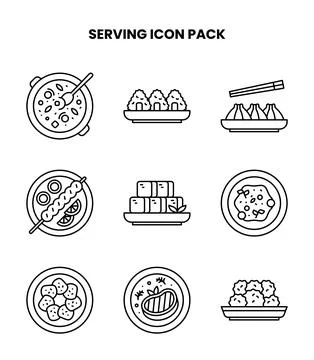 Serving Line UI Icons Pack Stock Illustration