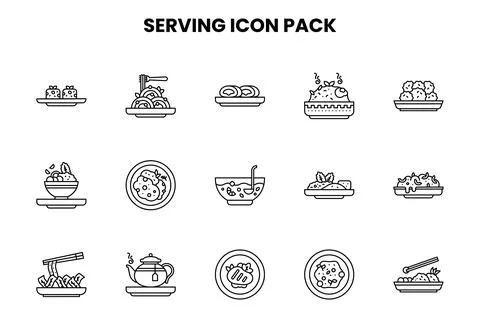 Serving Line Vector Icons Pack Stock Illustration