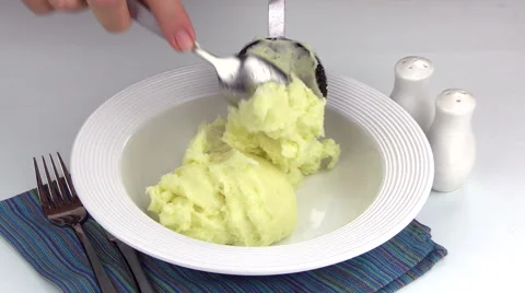 Serving Mashed Potato In A Bowl Stock Footage 66421533