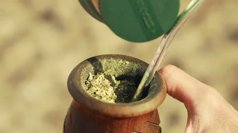 Serving a Mate Tea Drink Stock Footage 159039242