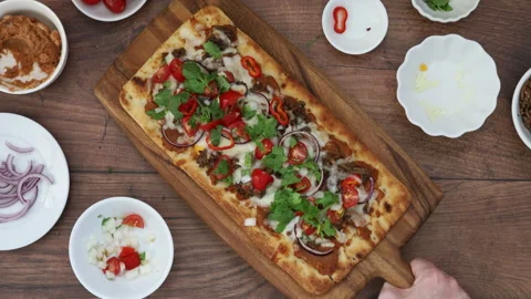 Serving a Mexican Flatbread Pizza Stock Footage 161244737
