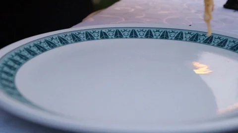 Serving Mie goreng outside in slow motion Stock Footage 112940669