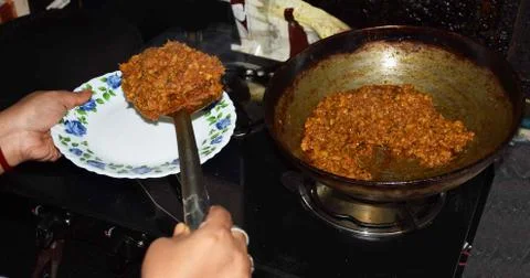 Serving Minced Lamb Stock Photos