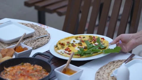 Serving morning breakfast Stock-Footage 277790994