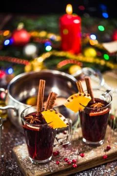 Serving mulled hot warming wine Stock Photos