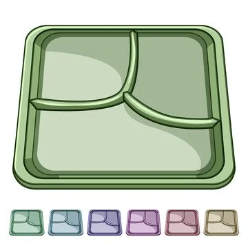 Serving multi section meal tray cartoon vector graphic Illustrazione stock