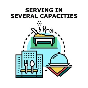 Serving in multiple roles and functions for hospitality business Stock Illustration