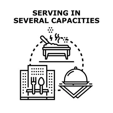 Serving in multiple roles and functions for hospitality business Stock Illustration