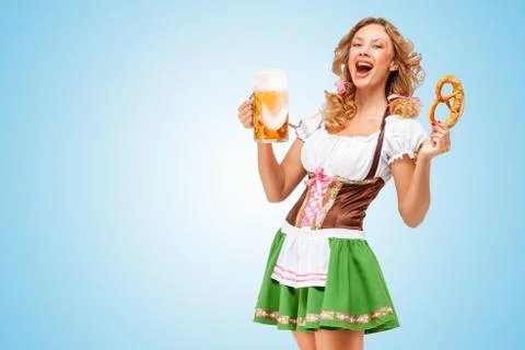 Serving at Oktoberfest. Stock Photos