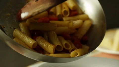 Serving Pasta on a Plate Stock Footage 86128172