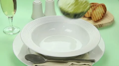 Serving Pea Soup Stock Footage 9190824