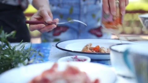 Serving pickled rabbit in a plate Video stock 133748718