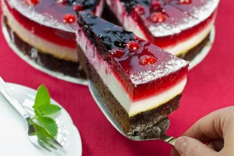 Serving a piece of fruit cake Stock Photos